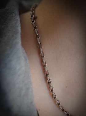 noguchi手工锁链状钻石镶嵌项链