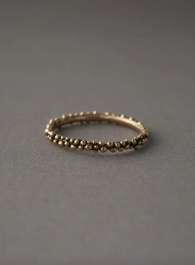 noguchi素金不规则圆珠复古戒指