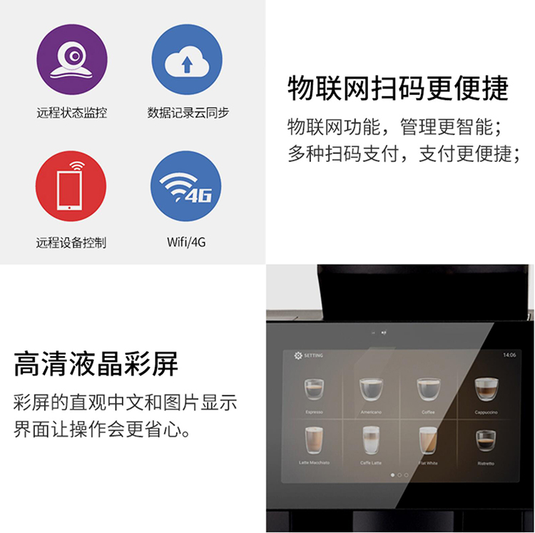 KALERM咖乐美K95L一体机意式扫码支付物联网K95商用全自动咖啡机-图0