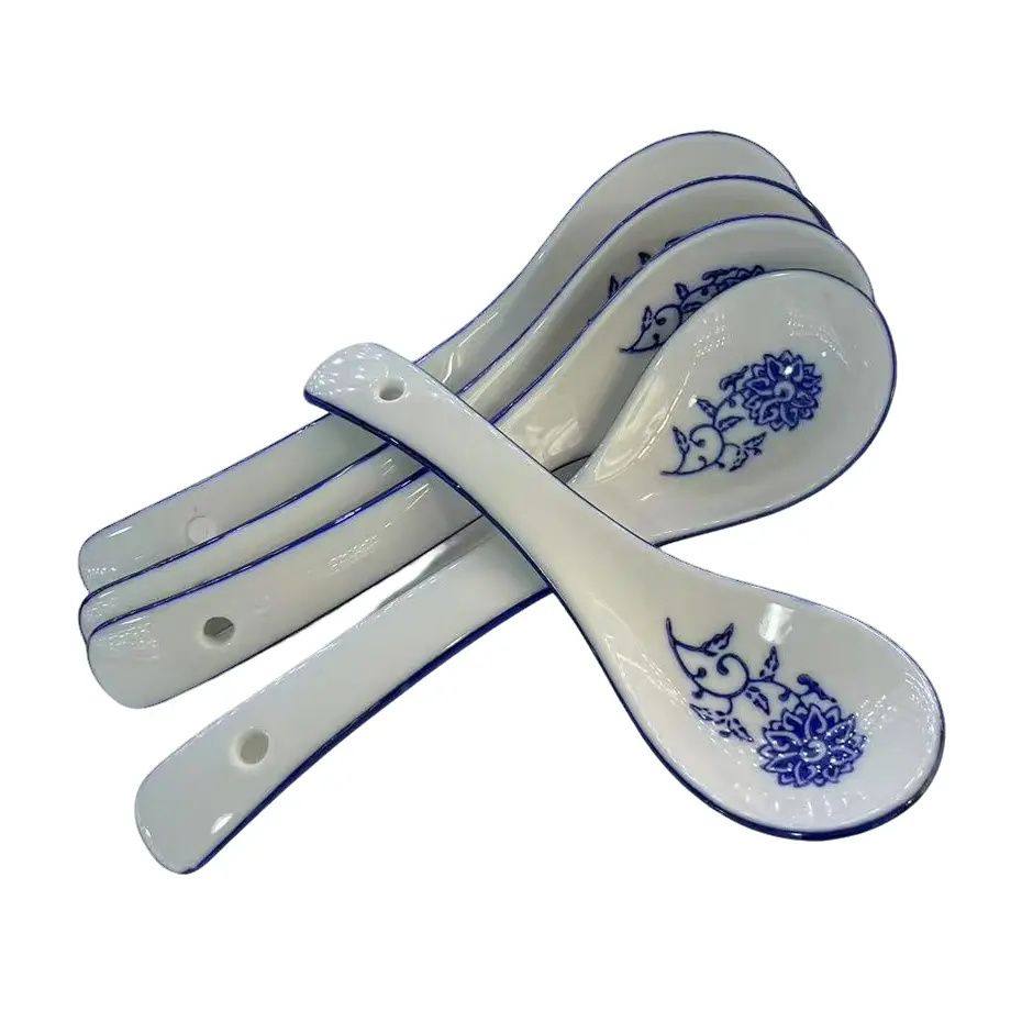 青花瓷勺子家用商用吃面勺子汤勺大号兰州拉面勺酒店调羹长勺饭勺,淘宝优惠券,粉丝福利购,淘宝优惠卷