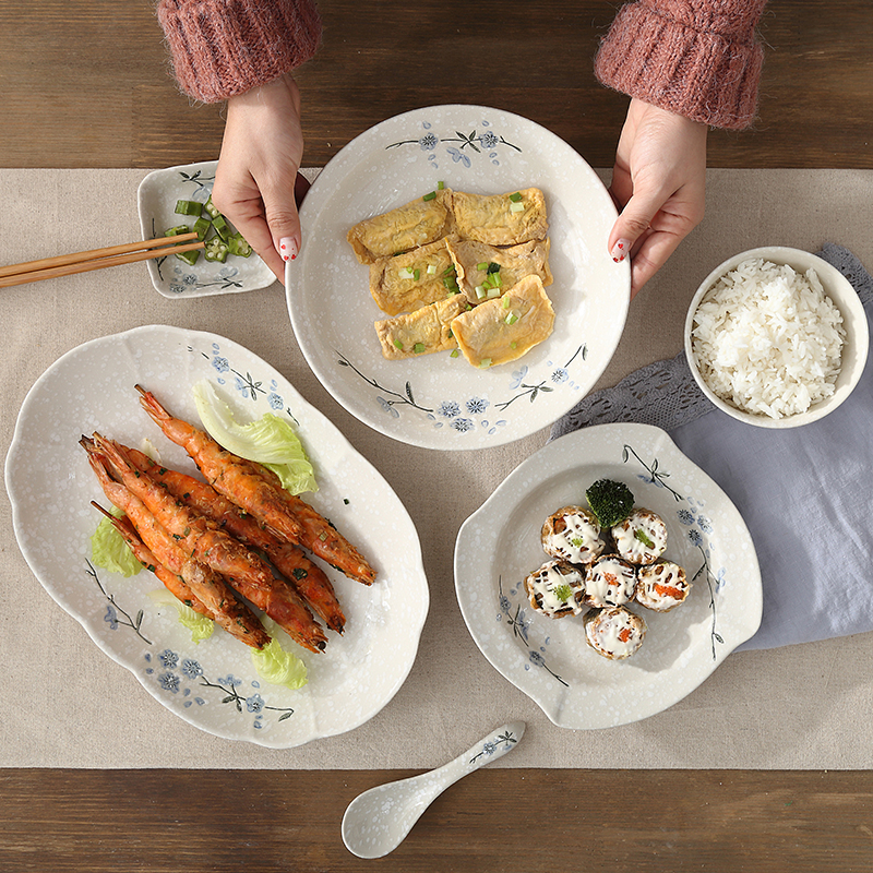 雅泰日式风陶瓷餐具碗盘套装家用组合菜盘子家庭米饭汤碗大碗面碗 - 图0