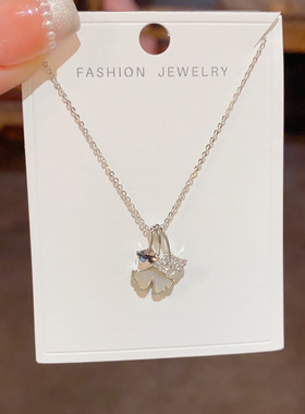 韩式气质时尚百搭设计感贝壳银杏叶吊坠项链个性独特创意锁骨链女