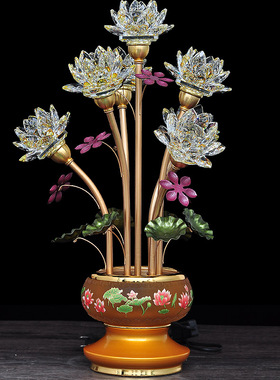 七彩水晶插电寺庙佛堂长明灯