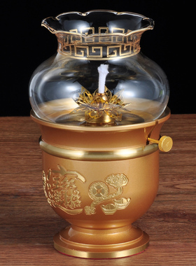 供佛灯黄铜家用苏油灯佛堂液体酥油灯防风佛前财神长明灯工艺品