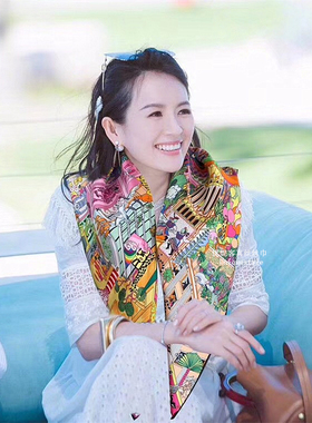 动物90cm斜纹绸女士小披肩大方巾