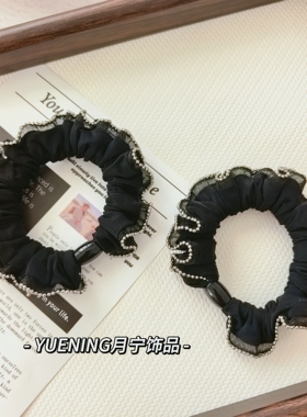 东大门韩系温柔气质黑色大肠发圈高级感气质百搭扎马尾丸子头绳