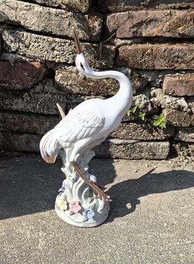 中式丹顶鹤仿真仙鹤微景盆景白鹤假山造景装饰小摆件