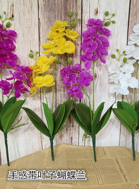 蝴蝶兰仿真花客厅装饰pu花盆手感