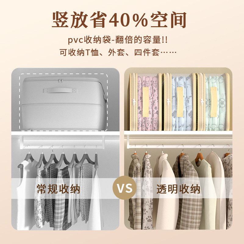 网纱四件套收纳袋防水可视窗设计大容量衣服整理袋可折叠收纳神器,淘宝优惠券,粉丝福利购,淘宝优惠卷