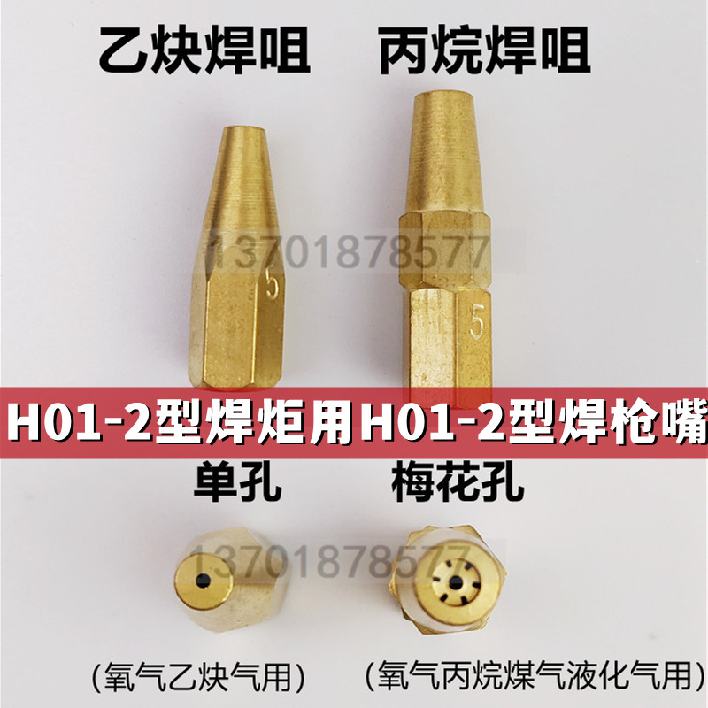 H01-2L焊嘴射吸式焊炬乙炔焊咀丙烷梅花焊咀黄铜双头/焊割两用炬-图2