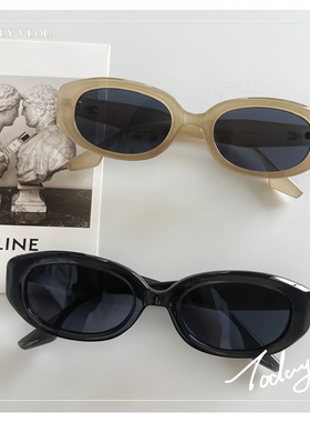 JJJ SHOP “jennie黑色同款猫眼墨镜女太阳镜复古男防晒 可配近视