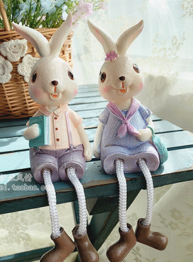 可爱兔子情侣娃娃阳台户外摆件