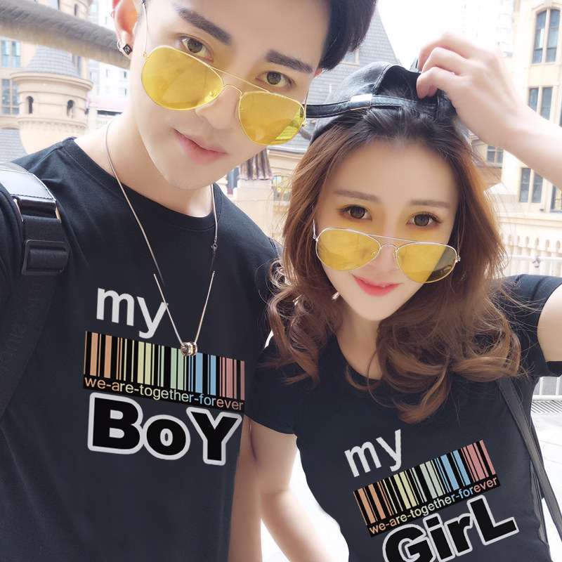 同色系情侣装夏装套装短袖班服t恤 低调的依恋T恤