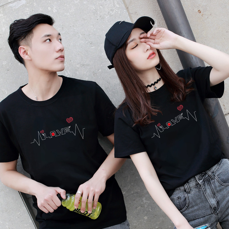 小众原创黑白同色系同色系套装t恤 低调的依恋T恤