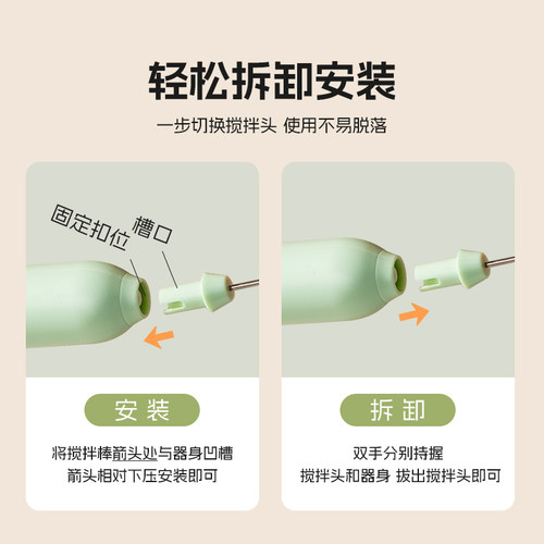 双枪电动打奶泡器咖啡打泡器迷你奶泡机牛奶搅拌器手持无线打发器 - 图3