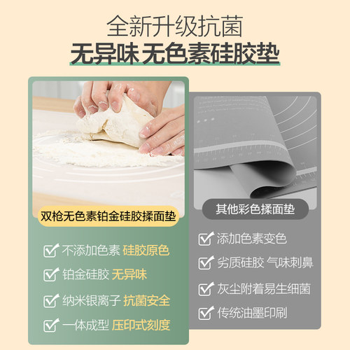 双枪揉面垫食品级硅胶垫加厚面板家用和面烘焙案板品牌防滑擀面垫 - 图0