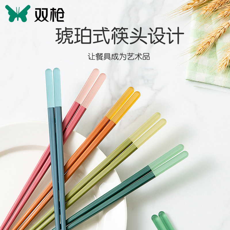 双枪合金筷子家用一人一筷高档高颜值防霉防滑分餐创意网红筷子_虎窝淘