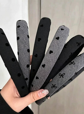 女童高级感灰色发箍韩系波点爱心蝴蝶结头箍小女孩碎发整理发饰