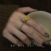 Kuning vintage middle-aged cloth Qifeng four-leaf ring light luxury high-end pull adjustable autumn and winter ring