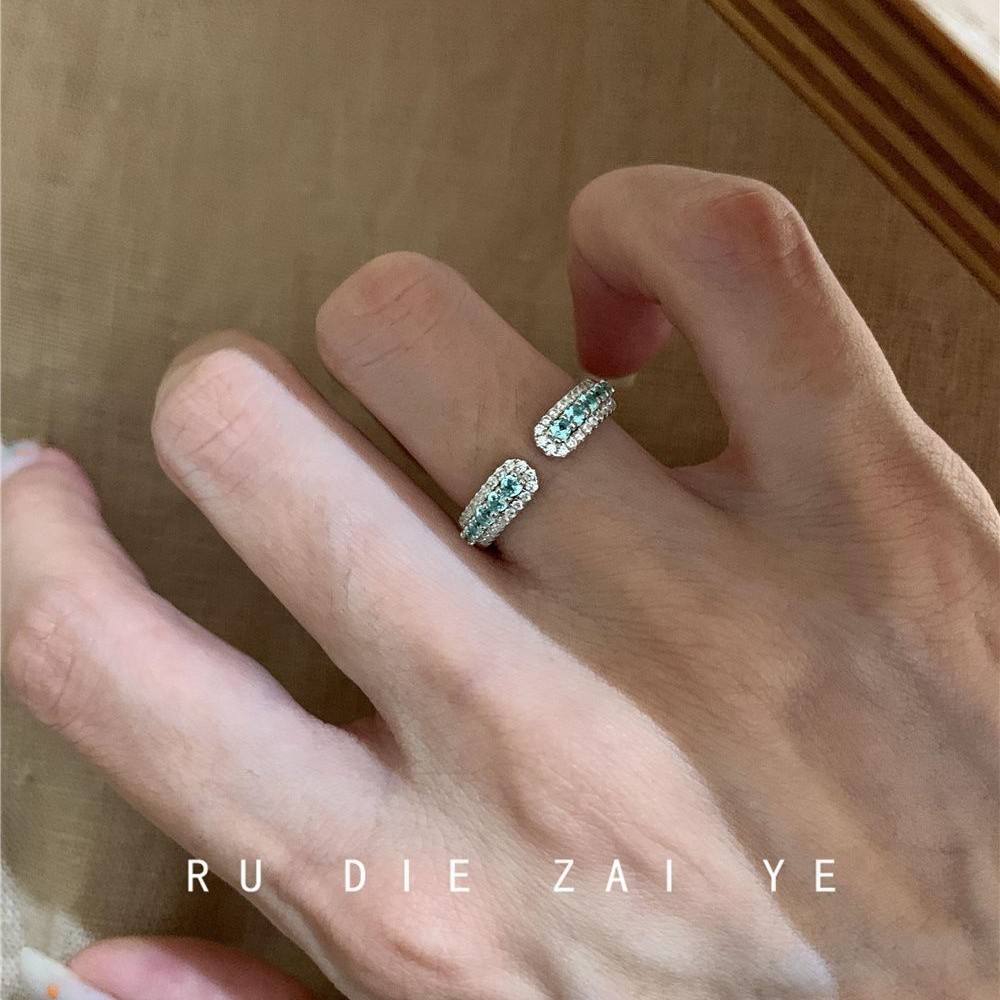Sea Salt Blue Wave ~ Parai diamond ring niche design light luxury high-end open ring