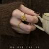 Kuning vintage middle-aged cloth Qifeng four-leaf ring light luxury high-end pull adjustable autumn and winter ring