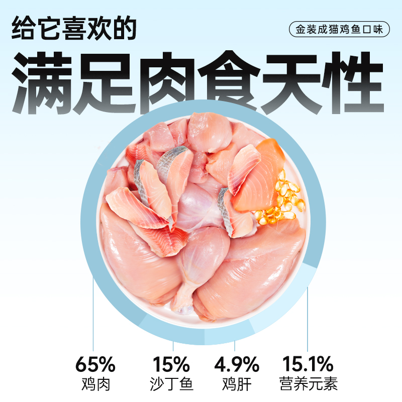 好主人金装系列鸡鱼口味粮试吃装成猫体验装400g