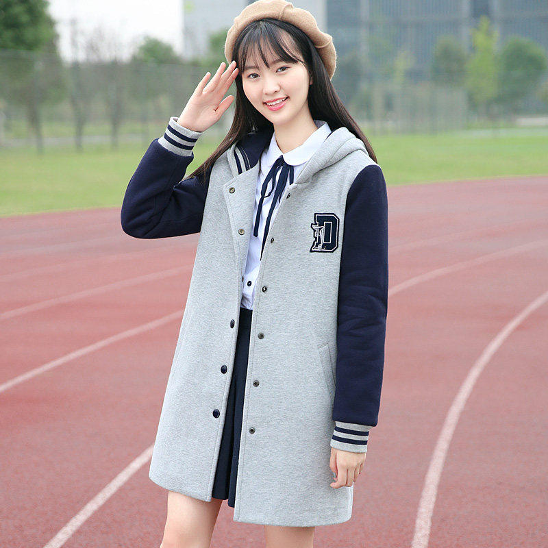 春秋装新款潮冬季少女中长款棒球服 迅驰服饰专营卫衣/绒衫
