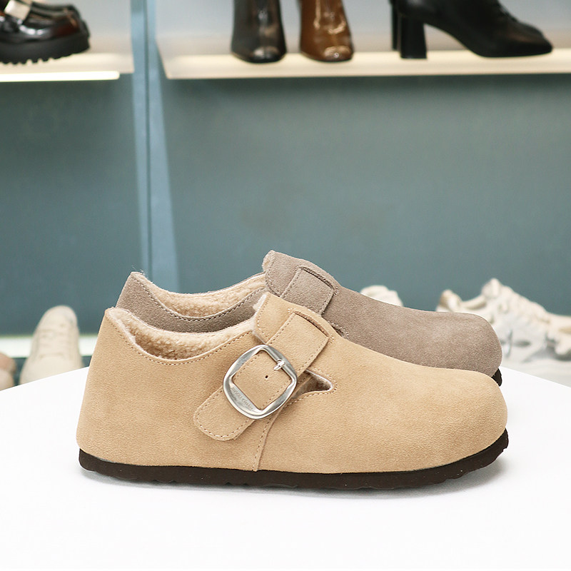 COMELY康莉2025冬季加绒平底勃肯鞋牛皮舒适一脚蹬单鞋KBH48892,淘宝优惠券,粉丝福利购,淘宝优惠卷