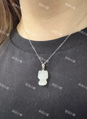 萌货小铺原创手作DIY白月光石kitty银质项链不可调节40cm