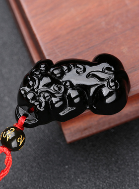 黑曜石貔貅招财转运水晶饰品吊坠