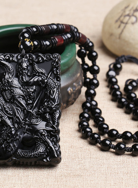 精雕关公吊坠男士项链武财神