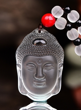 白水晶观音男士本命佛项链