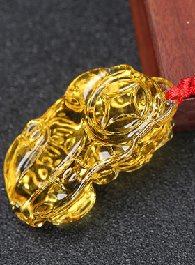 天然黄水晶貔貅吊坠项链佛珠