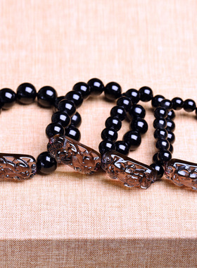 时尚天然冰种黑曜石貔