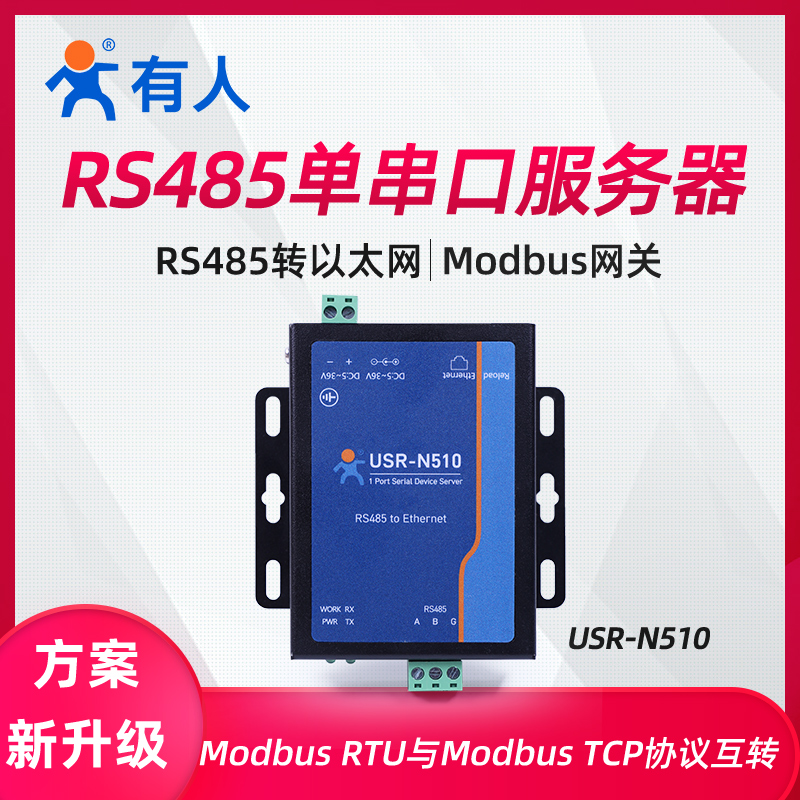 【有人物联网】单串口服务器通讯MQTT网络RS485转以太网网口modbus tcp转rtu网关模块工业级物联网USR-N510 - 图0