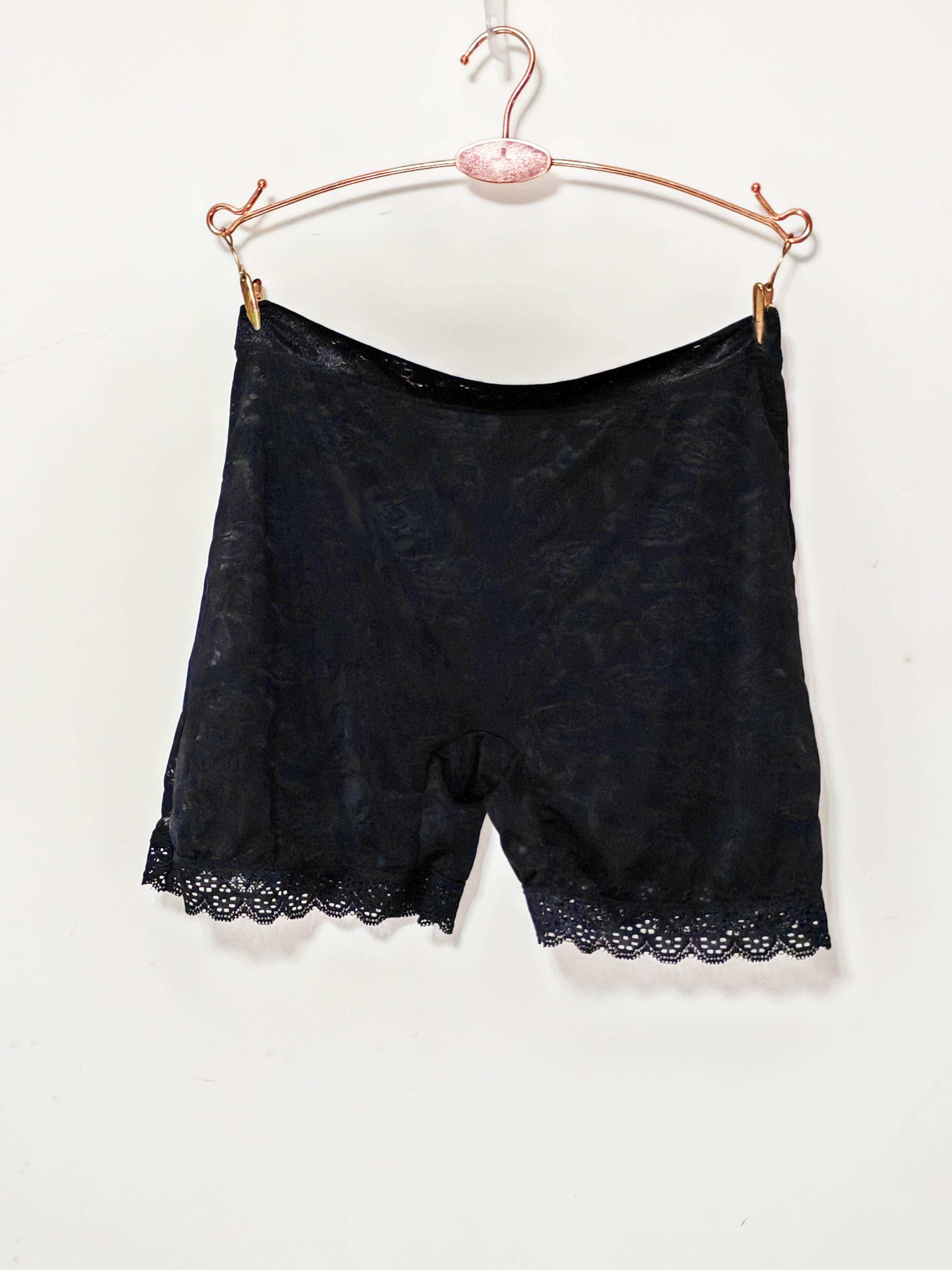 夏季蕾丝提花安全裤薄款无痕冰丝内裤女平脚三分打底裤中高腰短裤 - 图1