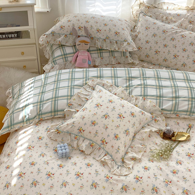Korean princess style ins three-piece single bed skirt