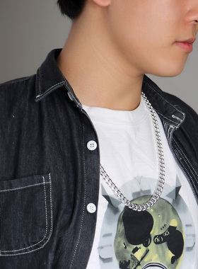 银饰品朋克风男士银项链时尚