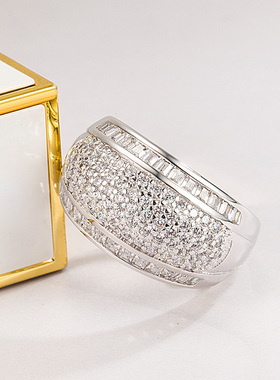 复古纯银镶嵌嘻哈风ins食指戒子