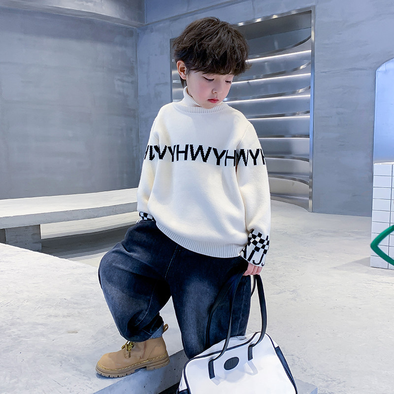 儿童冬季黑色加绒高领打底毛衣2025新款男童秋冬装潮牌加厚针织衫,淘宝优惠券,粉丝福利购,淘宝优惠卷