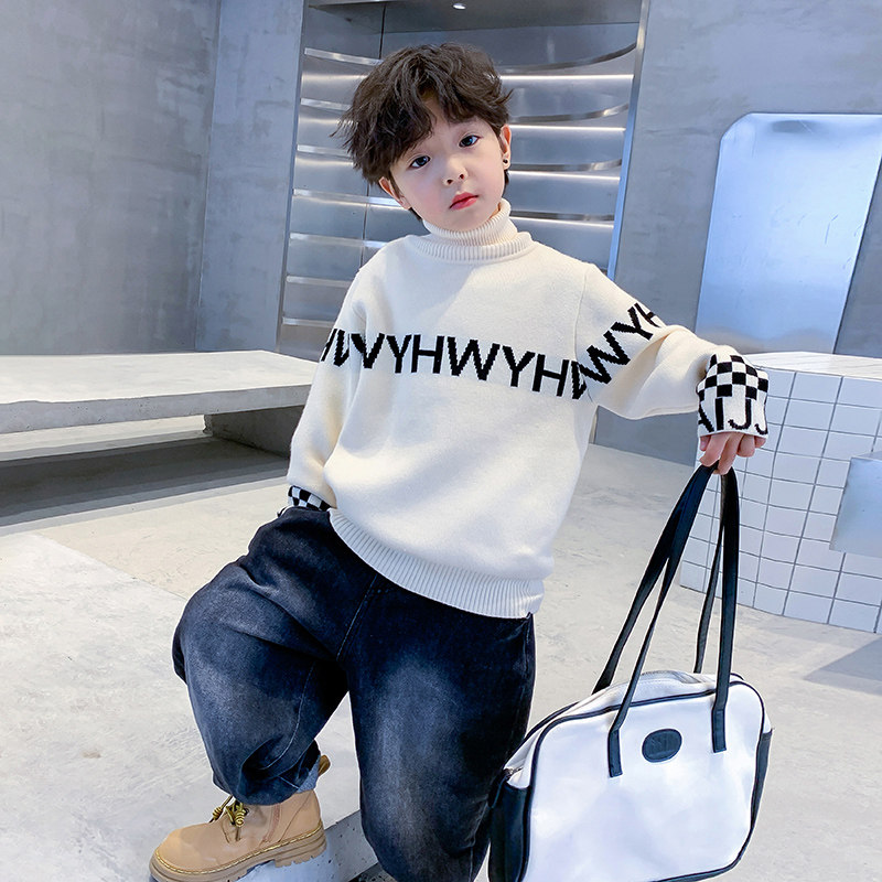 儿童冬季黑色加绒高领打底毛衣2025新款男童秋冬装潮牌加厚针织衫,淘宝优惠券,粉丝福利购,淘宝优惠卷