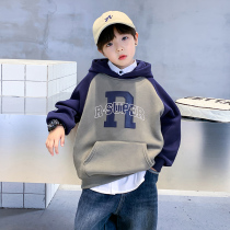 Boy autumn winter clothing Coloured with cap Cavet clothing 2023 new children clothes boy winter ruffie blouses