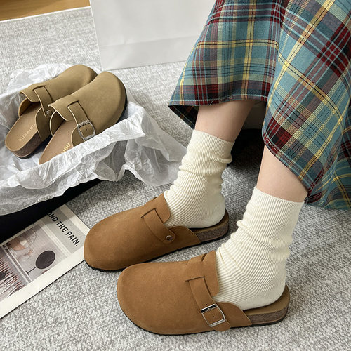 2025新款圆头8825-1半拖博肯侧边扣女包头半拖鞋软底外穿舒适女鞋 - 图2