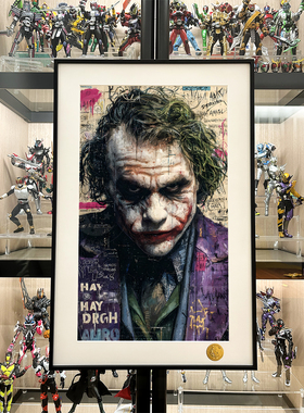 涂鸦小丑希斯莱杰Joker哥谭市蝙蝠侠DC黑暗骑士Batman韦恩装饰画