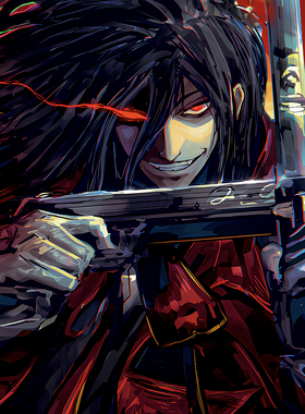 十字双枪阿卡多HELLSING海尔辛皇家国教骑士团客厅电竞动漫装饰画