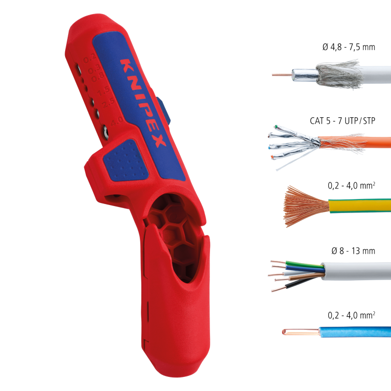 德国进口KNIPEX凯尼派克通用弯柄剥线工具刀剥线钳169501SB