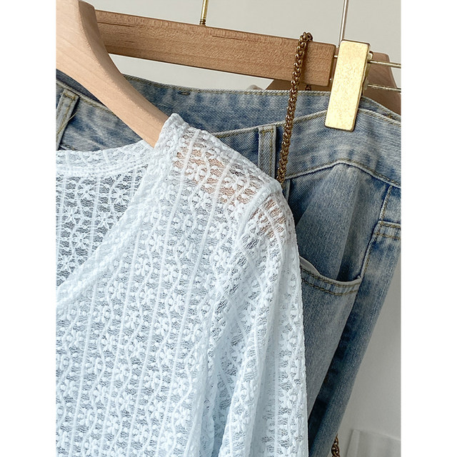 ຮູບແບບໃຫມ່ຂອງຈີນແບບຈີນ buckle lace chiffon ເສື້ອເຊີດສໍາລັບແມ່ຍິງ summer shawl ຊັ້ນນອກສັ້ນປ້ອງກັນແດດ cardigan ເທິງ