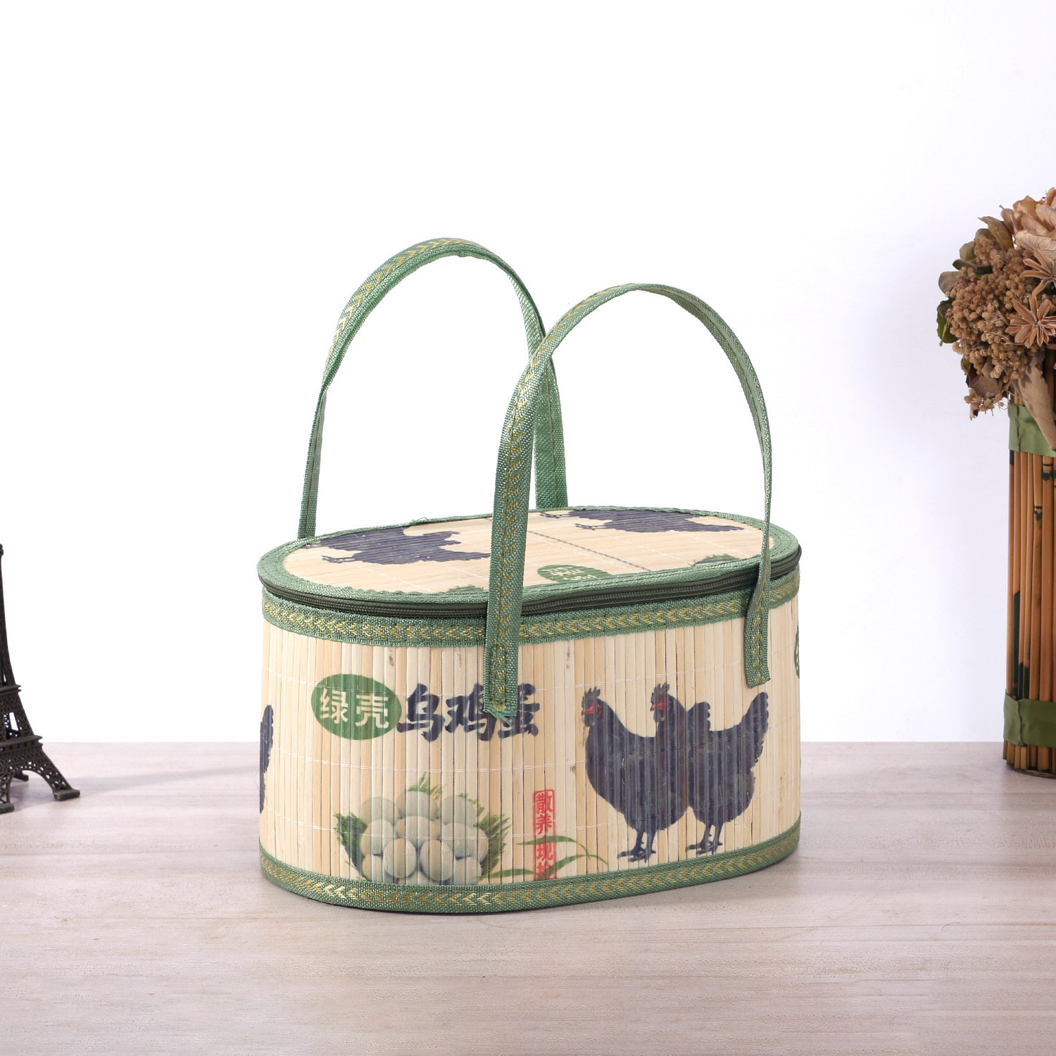 空盒子绿壳乌鸡蛋礼盒竹编手提椭圆竹制篮现货折叠竹篮筐篓,淘宝优惠券,粉丝福利购,淘宝优惠卷