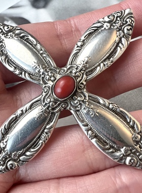 纯银十字架吊坠古董首饰