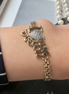 欧美回流古董首饰vintage中古饰品925纯银包金手链手镯情人节礼物